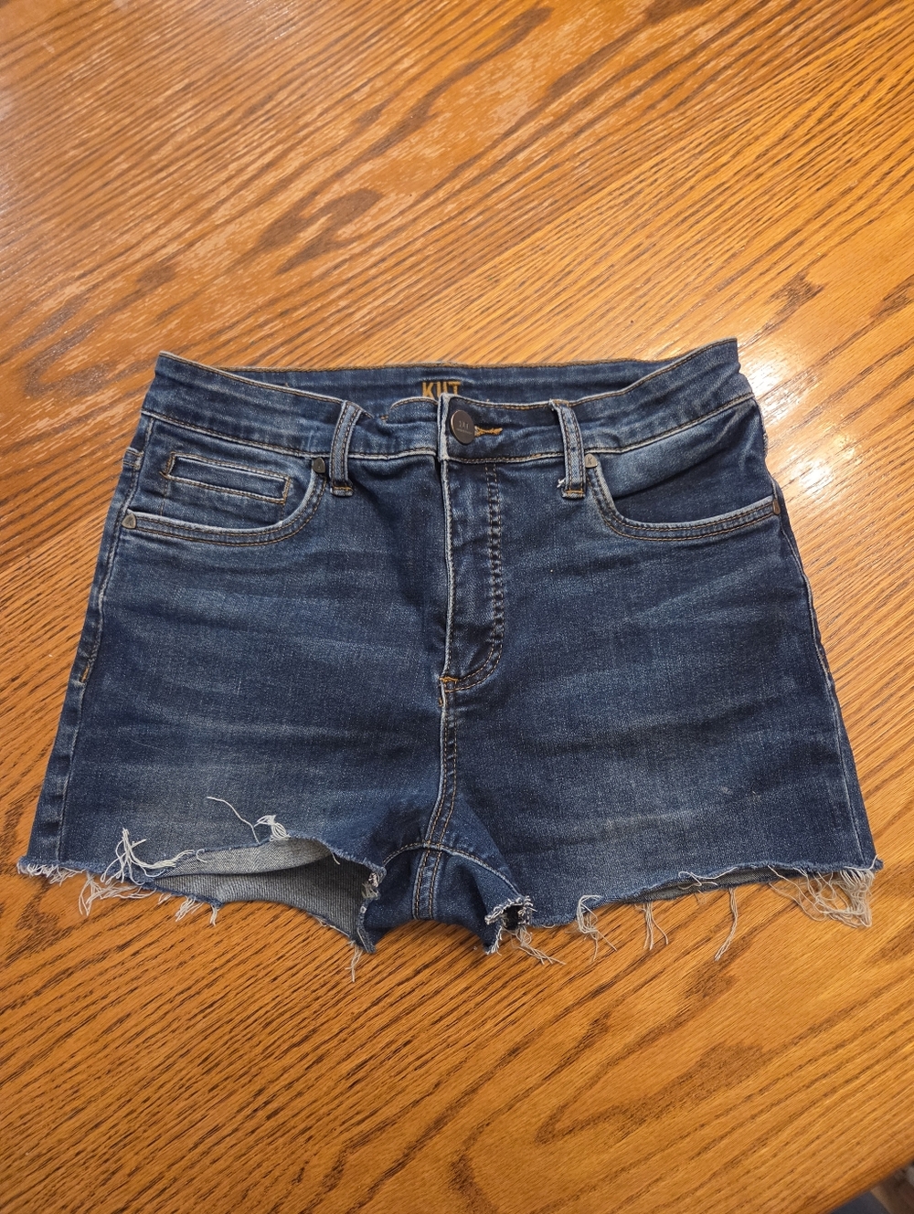Kut from the Kloth Indigo Frayed Hem Denim Cutoff Shorts